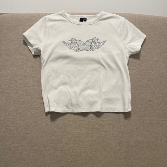 Cropped t-shirt with a butterfly design - Garage - Picture 2 of 2